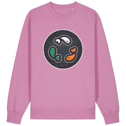 PFT Fish - Circle - Dark | Jumper | Adult | Crewneck | 350gsm Medium Fit | Bubble Pink