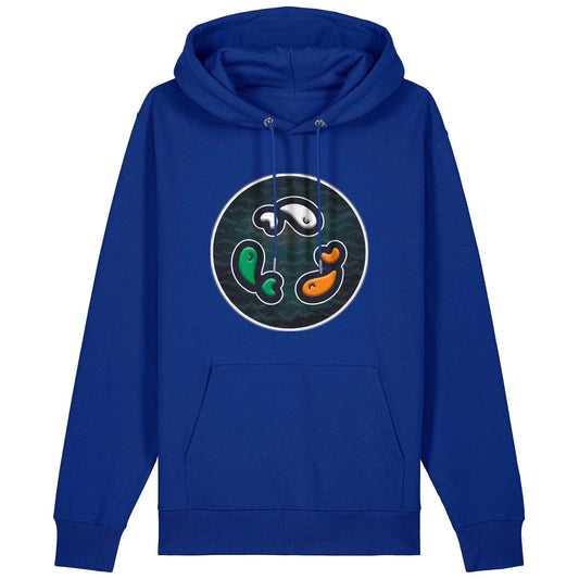 PFT Fish - Circle - Dark | Hoodie | Adult | Cosy | 350gsm Medium Fit | Worker Blue