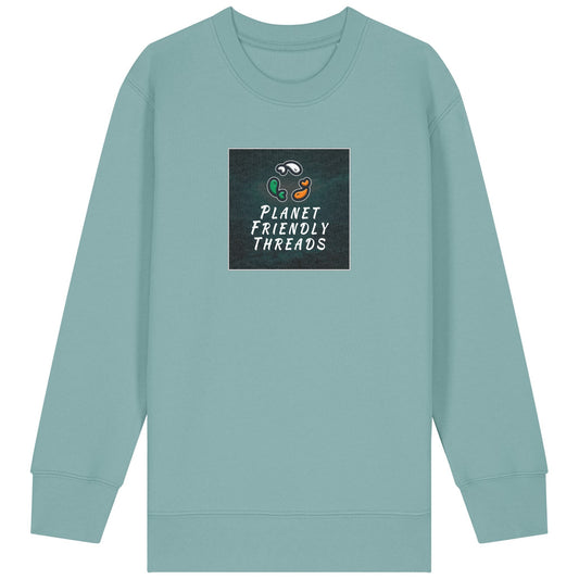 PFT Logo - dark | Jumper | Kids | Crewneck | 300gsm Medium Fit | Teal Monstera