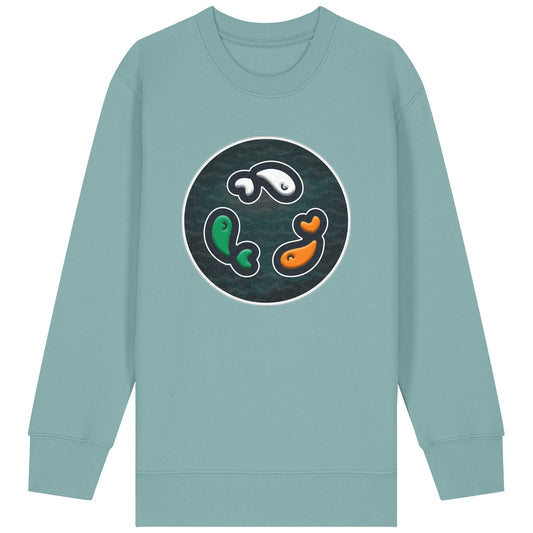 PFT Fish - Circle - Dark | Jumper | Kids | Crewneck | 300gsm Medium Fit | Teal Monstera