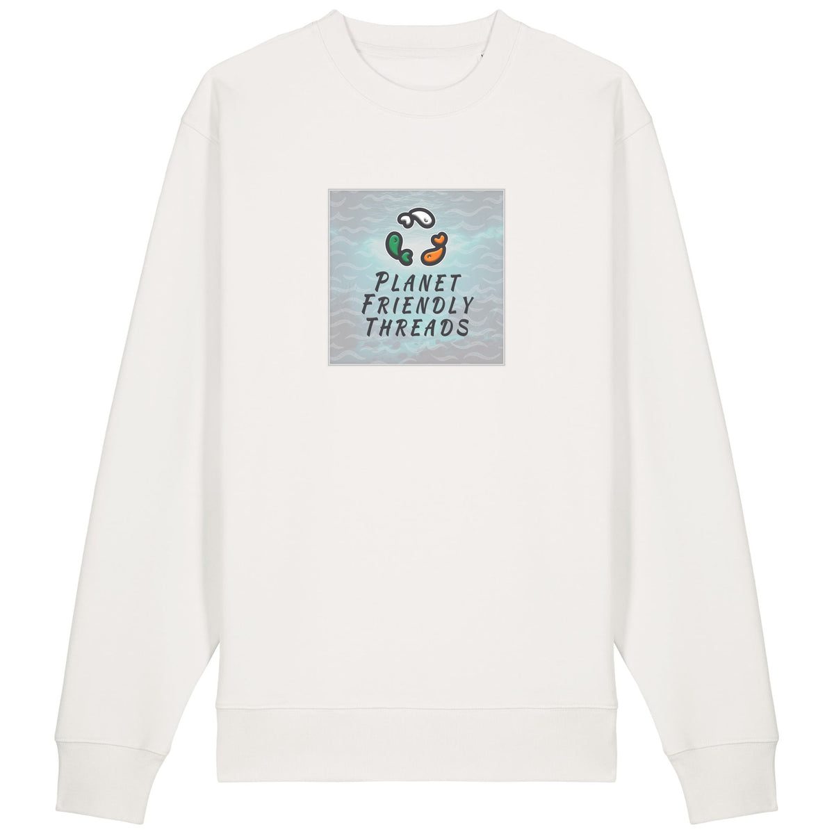 PFT Logo - SSSQUARE - Light Ocean | Jumper | Adult | Crewneck | 350gsm Medium Fit | Off White