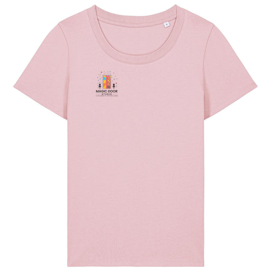 Magic Door Logo | T-Shirt | Adult | Ladies Short Sleeve | 155gsm Fitted | Cotton Pink
