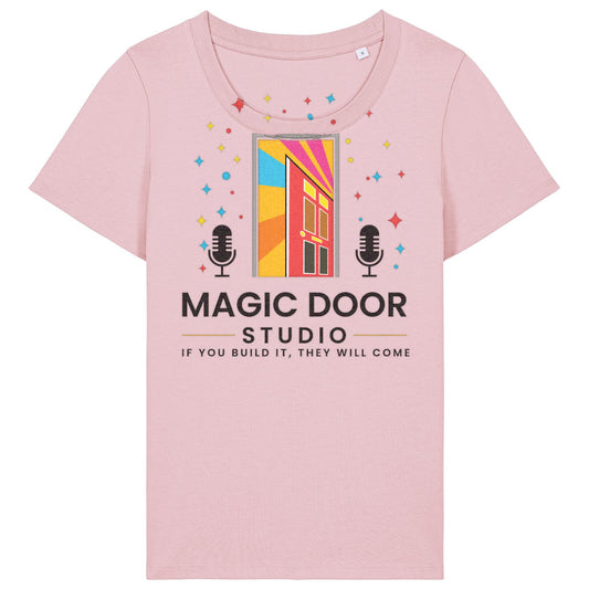 Magic Door Logo | T-Shirt | Adult | Ladies Short Sleeve | 155gsm Fitted | Cotton Pink