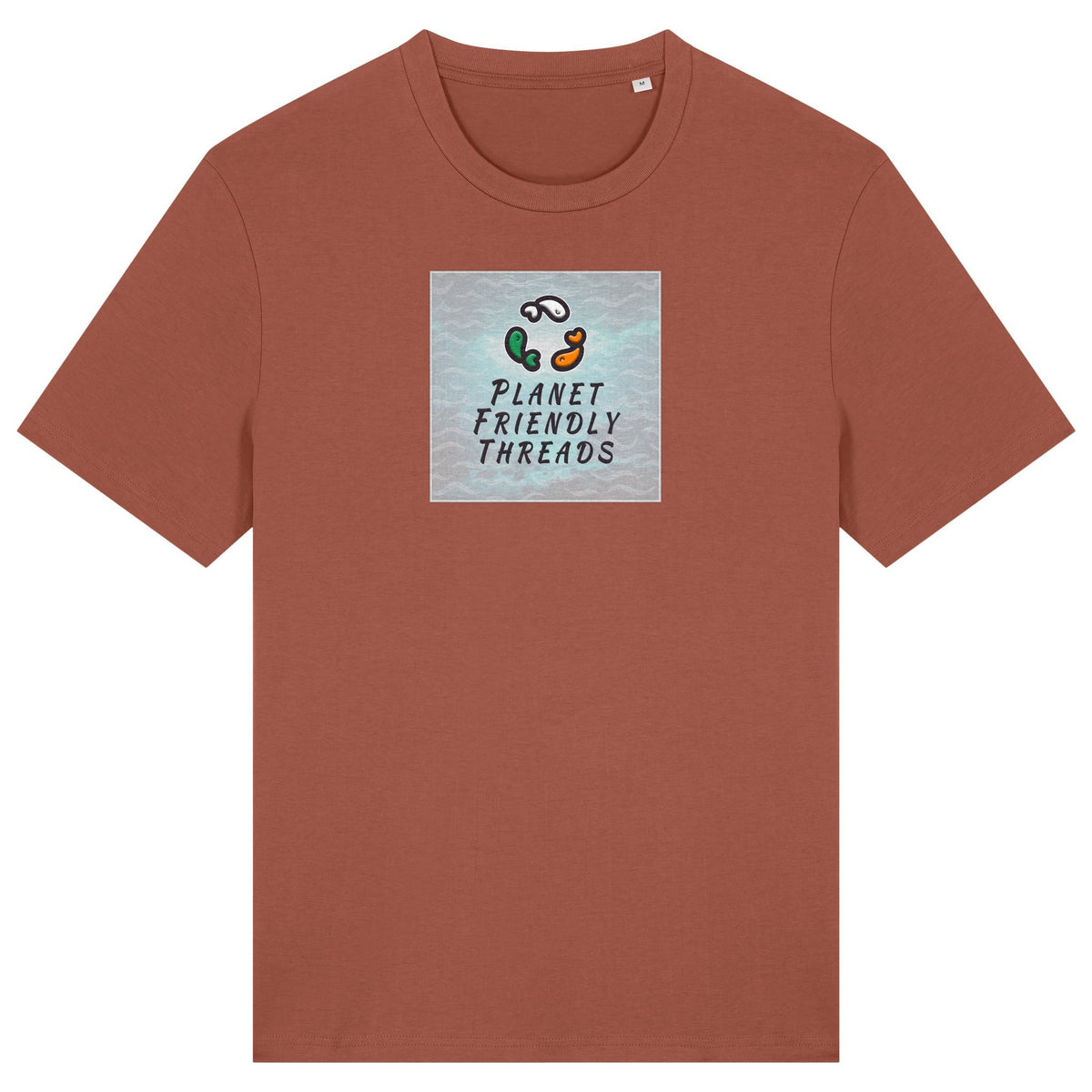 PFT Logo - SSSQUARE - Light Ocean | T-Shirt | Adult | Crewneck Short Sleeve | 180gsm Medium Fit | Heritage Brown