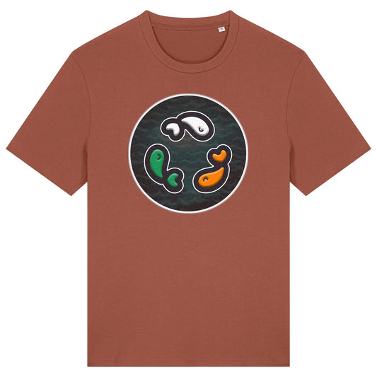 PFT Fish - Circle - Dark | T-Shirt | Adult | Crewneck Short Sleeve | 180gsm Medium Fit | Heritage Brown