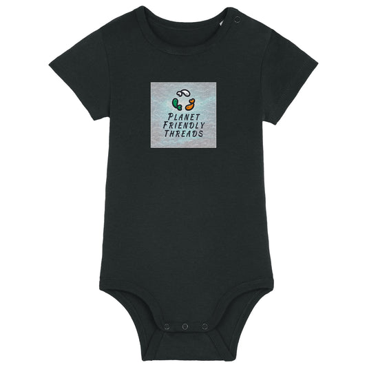 Planet Friendly Logo - Square - Ocean Light | Other | Baby | Onesie | 210gsm Fitted | Black