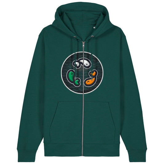 PFT Fish - Circle - Dark | Hoodie | Adult | Zip | 350gsm Medium Fit | Glazed Green