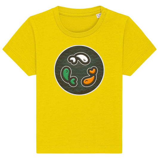 PFT Fish - Circle - Dark | T-Shirt | Baby | Crewneck Short Sleeve | 155gsm Medium Fit | Golden Yellow