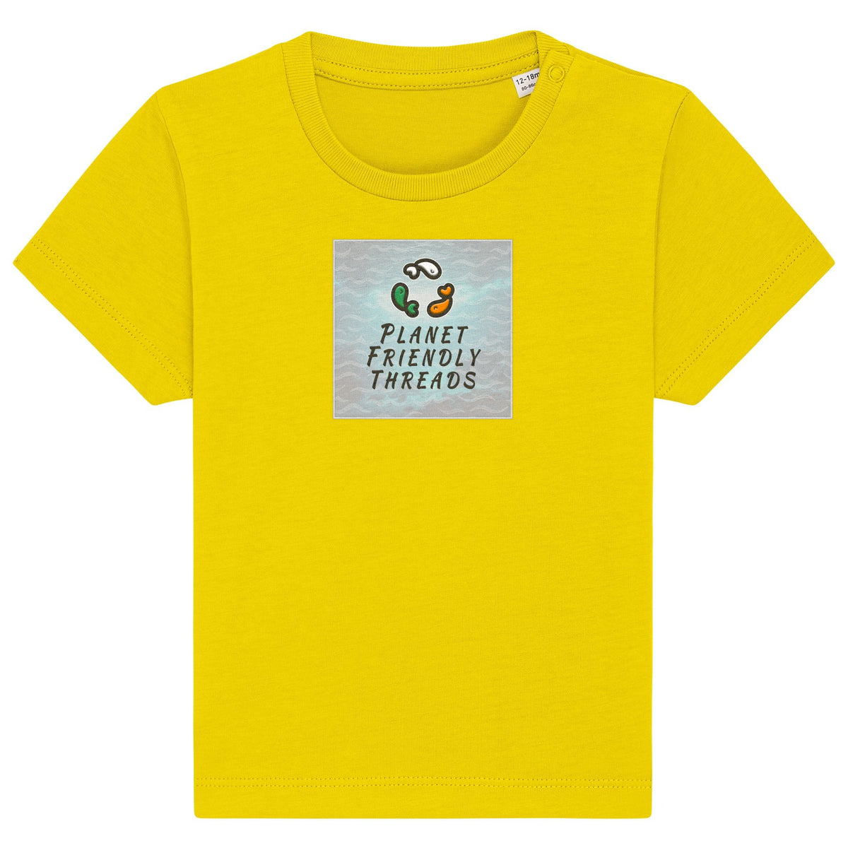 PFT Logo - SSSQUARE - Light Ocean | T-Shirt | Baby | Crewneck Short Sleeve | 155gsm Medium Fit | Golden Yellow