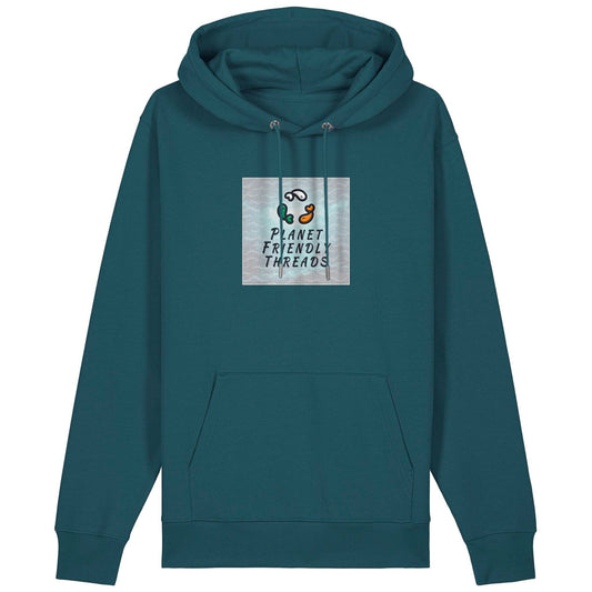 Planet Friendly Logo - Square - Ocean Light | Hoodie | Adult | Cosy | 350gsm Medium Fit | Stargazer