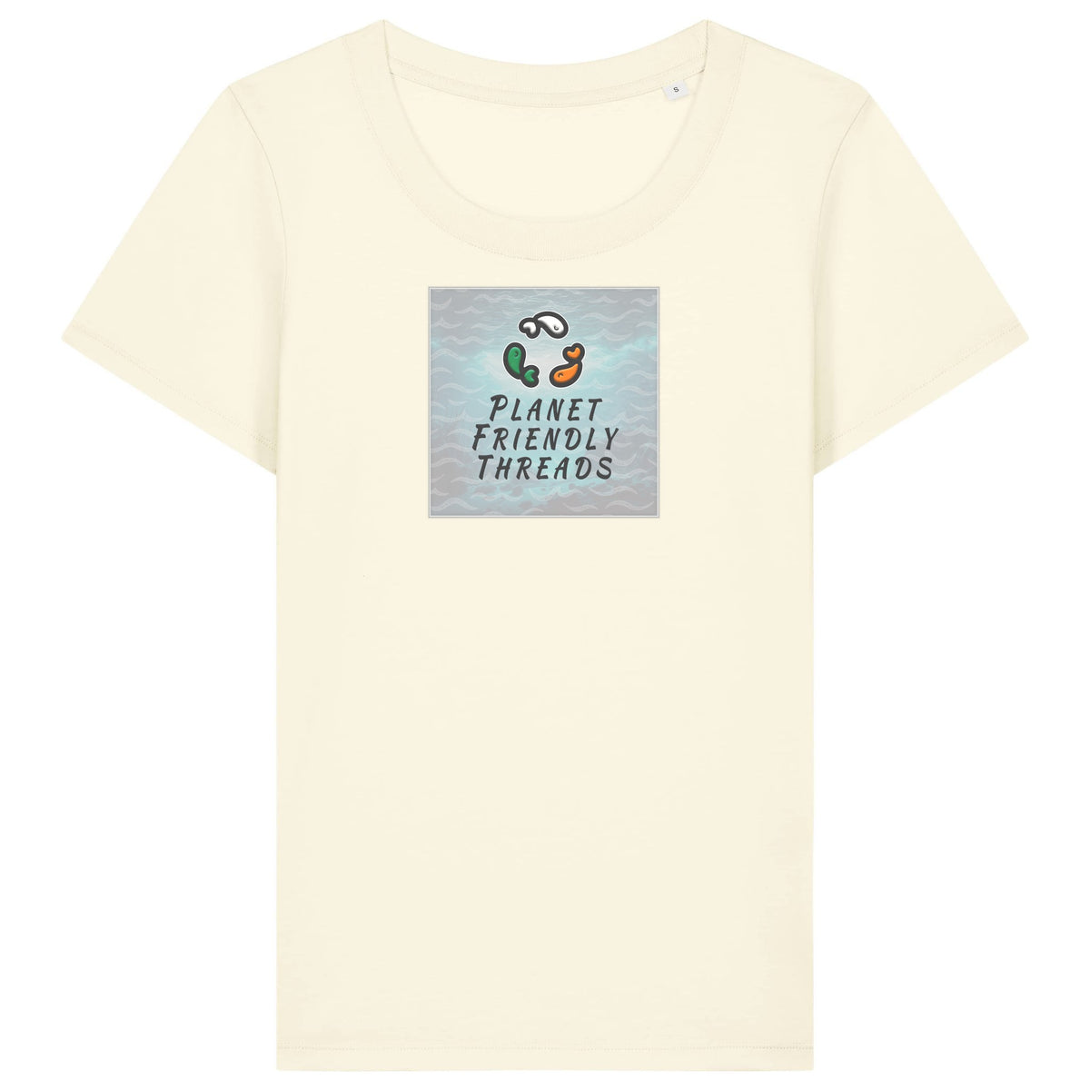 PFT Logo - SSSQUARE - Light Ocean | T-Shirt | Adult | Ladies Short Sleeve | 155gsm Fitted | Cream