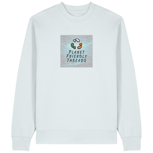Planet Friendly Logo - Square - Ocean Light | Jumper | Adult | Crewneck | 350gsm Medium Fit | Blue Ice