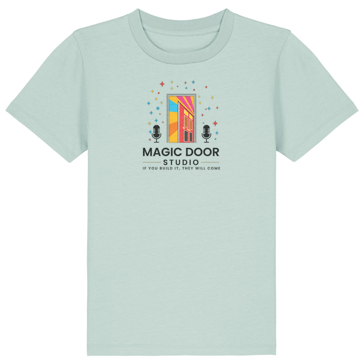 Magic Door Logo | T-Shirt | Kids | Crewneck Short Sleeve | 155gsm Medium Fit | Caribbean Blue