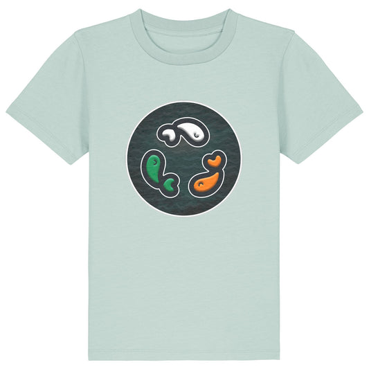 PFT Fish - Circle - Dark | T-Shirt | Kids | Crewneck Short Sleeve | 155gsm Medium Fit | Caribbean Blue