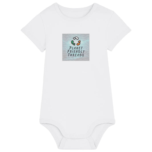 Planet Friendly Logo - Square - Ocean Light | Other | Baby | Onesie | 210gsm Fitted | White