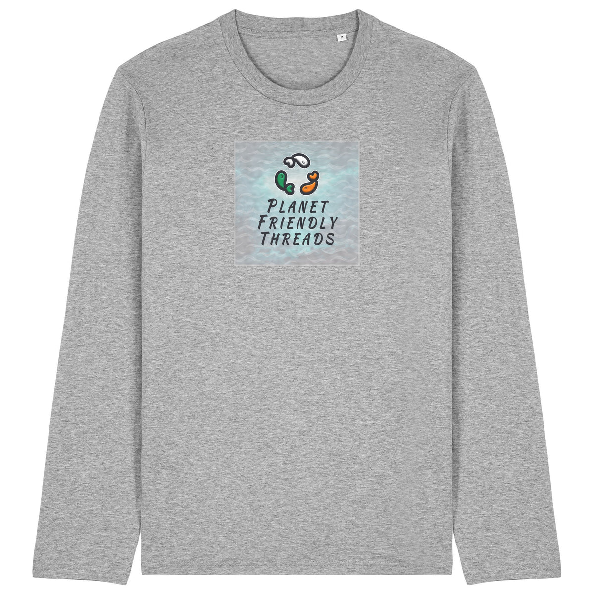 PFT Logo - SSSQUARE - Light Ocean | T-Shirt | Adult | Crewneck Long Sleeve | 180gsm Medium Fit | Heather Grey