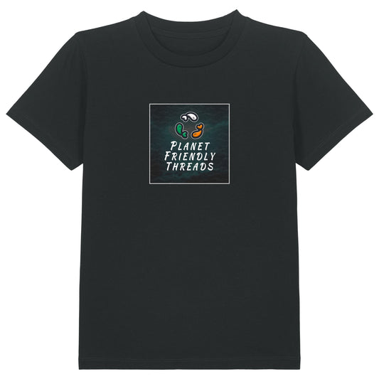 PFT Logo - dark | T-Shirt | Kids | Crewneck Short Sleeve | 155gsm Medium Fit | Black