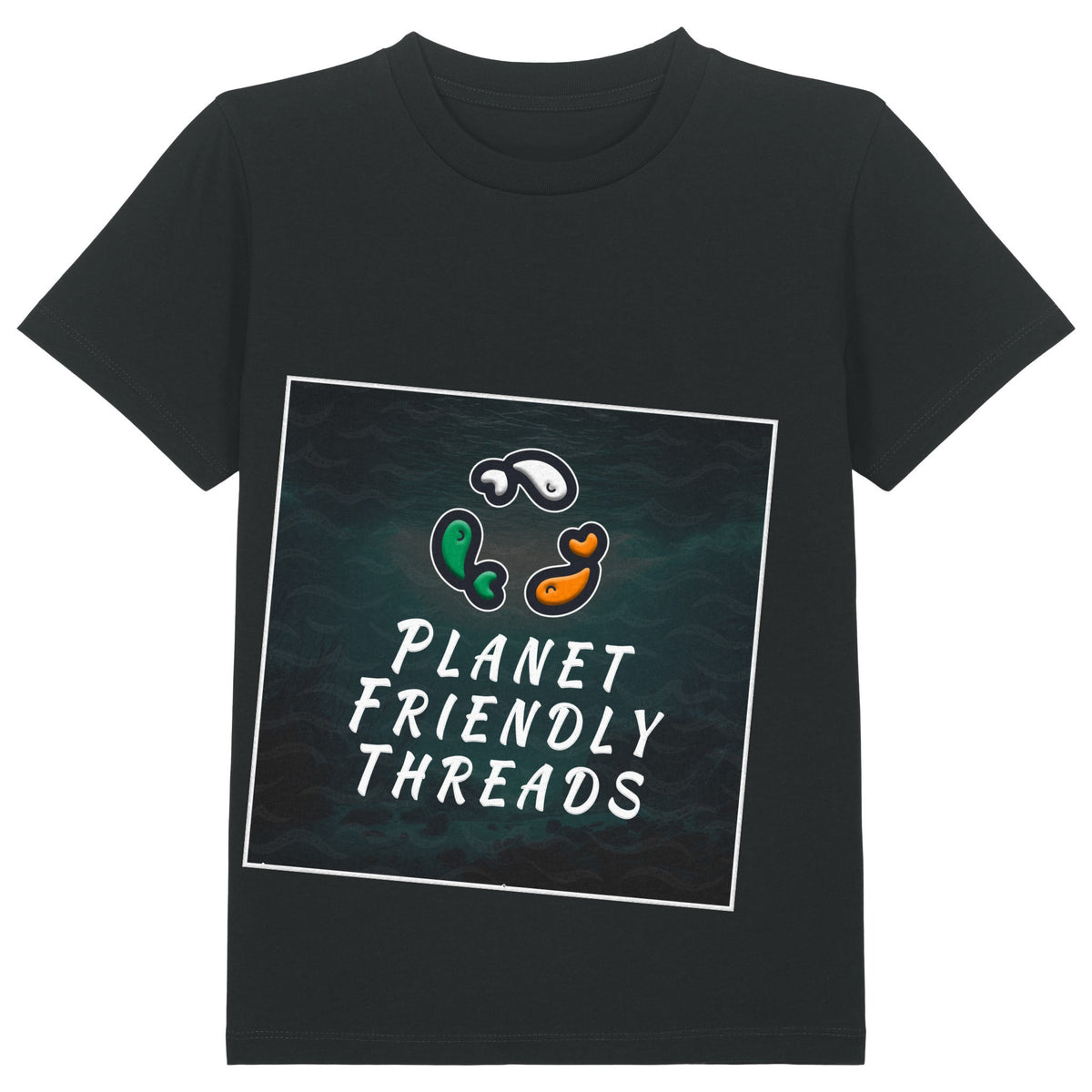 PFT Logo - dark | T-Shirt | Kids | Crewneck Short Sleeve | 155gsm Medium Fit | Black
