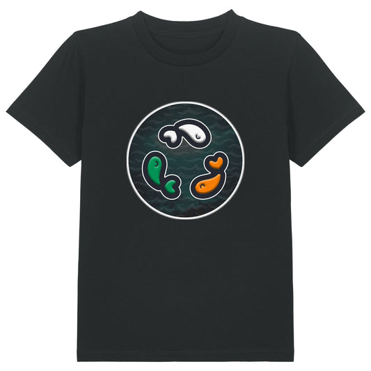 PFT Fish - Circle - Dark | T-Shirt | Kids | Crewneck Short Sleeve | 155gsm Medium Fit | Black