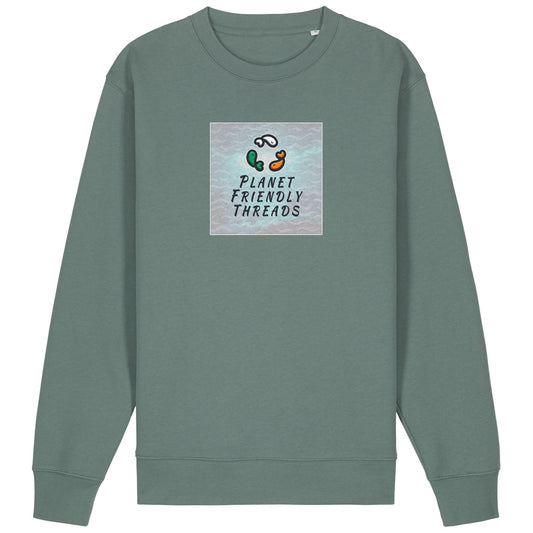 Planet Friendly Logo - Square - Ocean Light | Jumper | Adult | Crewneck | 350gsm Medium Fit | Green Bay
