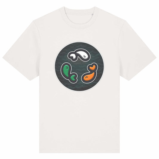 PFT Fish - Circle - Dark | T-Shirt | Adult | Crewneck Short Sleeve | 215gsm Relaxed Fit | Off White
