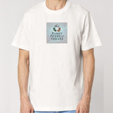 PFT Logo - SSSQUARE - Light Ocean | T-Shirt | Adult | Crewneck Short Sleeve | 215gsm Relaxed Fit | Off White