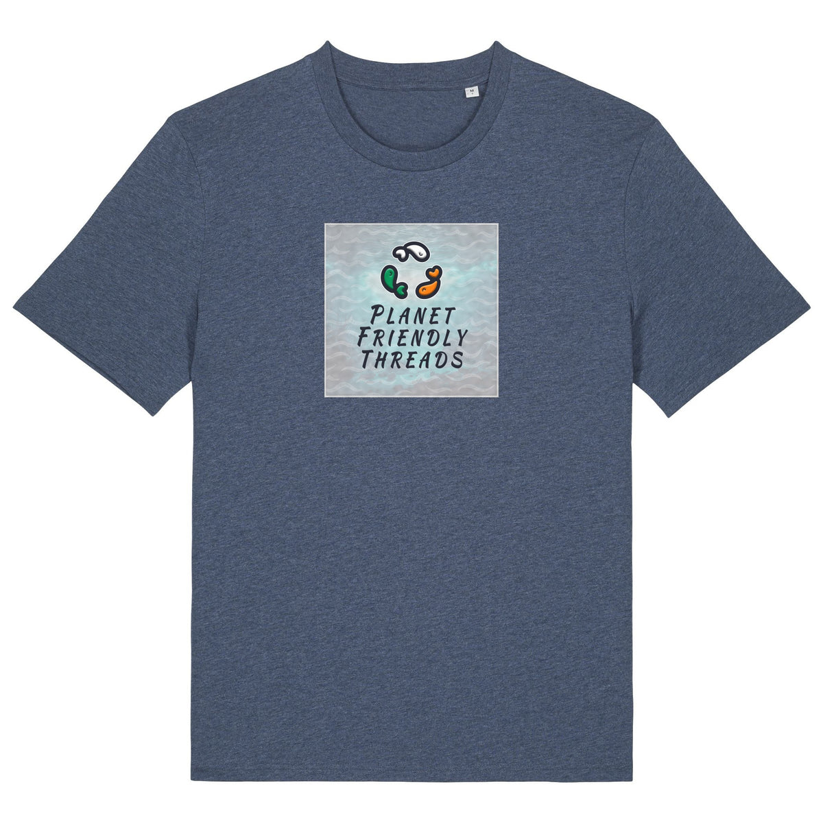 PFT Logo - SSSQUARE - Light Ocean | T-Shirt | Adult | Crewneck Short Sleeve | 180gsm Medium Fit | Dark Heather Blue