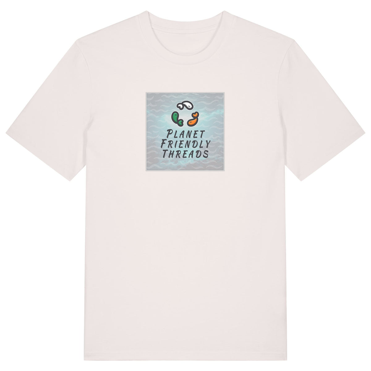 PFT Logo - SSSQUARE - Light Ocean | T-Shirt | Adult | Crewneck Short Sleeve | 180gsm Medium Fit | Vintage White