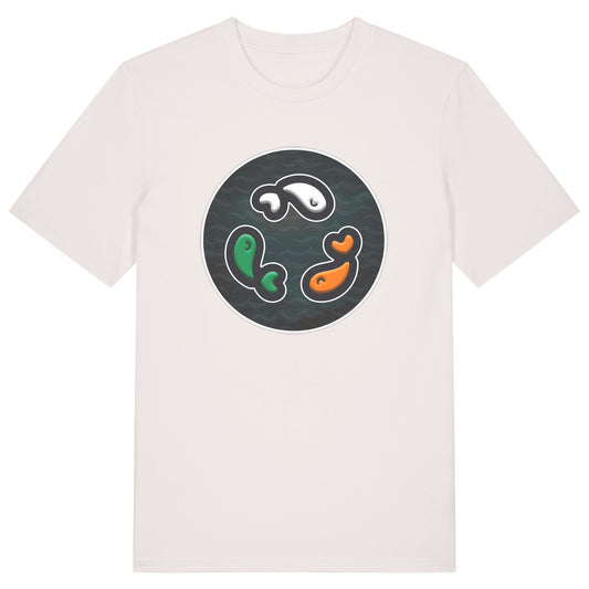 PFT Fish - Circle - Dark | T-Shirt | Adult | Crewneck Short Sleeve | 180gsm Medium Fit | Vintage White