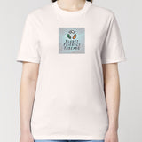 PFT Logo - SSSQUARE - Light Ocean | T-Shirt | Adult | Crewneck Short Sleeve | 180gsm Medium Fit | Vintage White