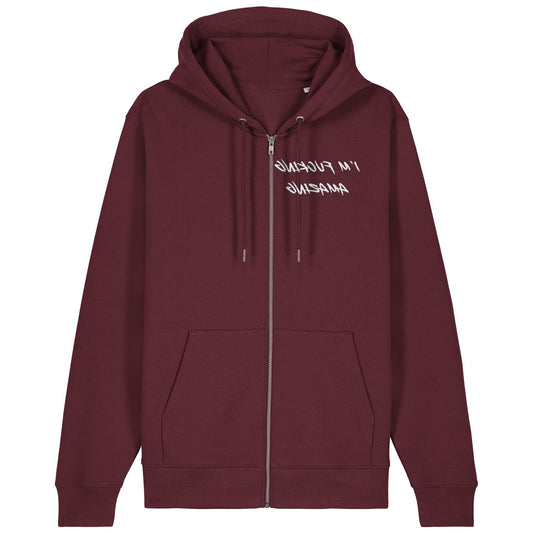 I'M FUCKING AMAZING | Hoodie | Adult | Zip | 350gsm Medium Fit | Burgundy