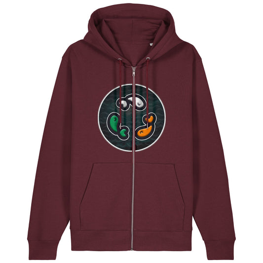 PFT Fish - Circle - Dark | Hoodie | Adult | Zip | 350gsm Medium Fit | Burgundy