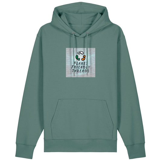 Planet Friendly Logo - Square - Ocean Light | Hoodie | Adult | Cosy | 350gsm Medium Fit | Green Bay