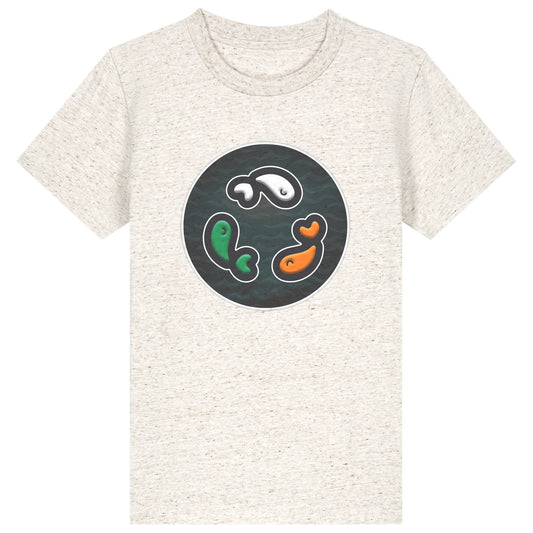 PFT Fish - Circle - Dark | T-Shirt | Kids | Crewneck Short Sleeve | 155gsm Medium Fit | Eco-Heather