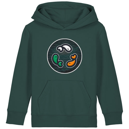 PFT Fish - Circle - Dark | Hoodie | Kids | Cosy | 300gsm Medium Fit | Glazed Green