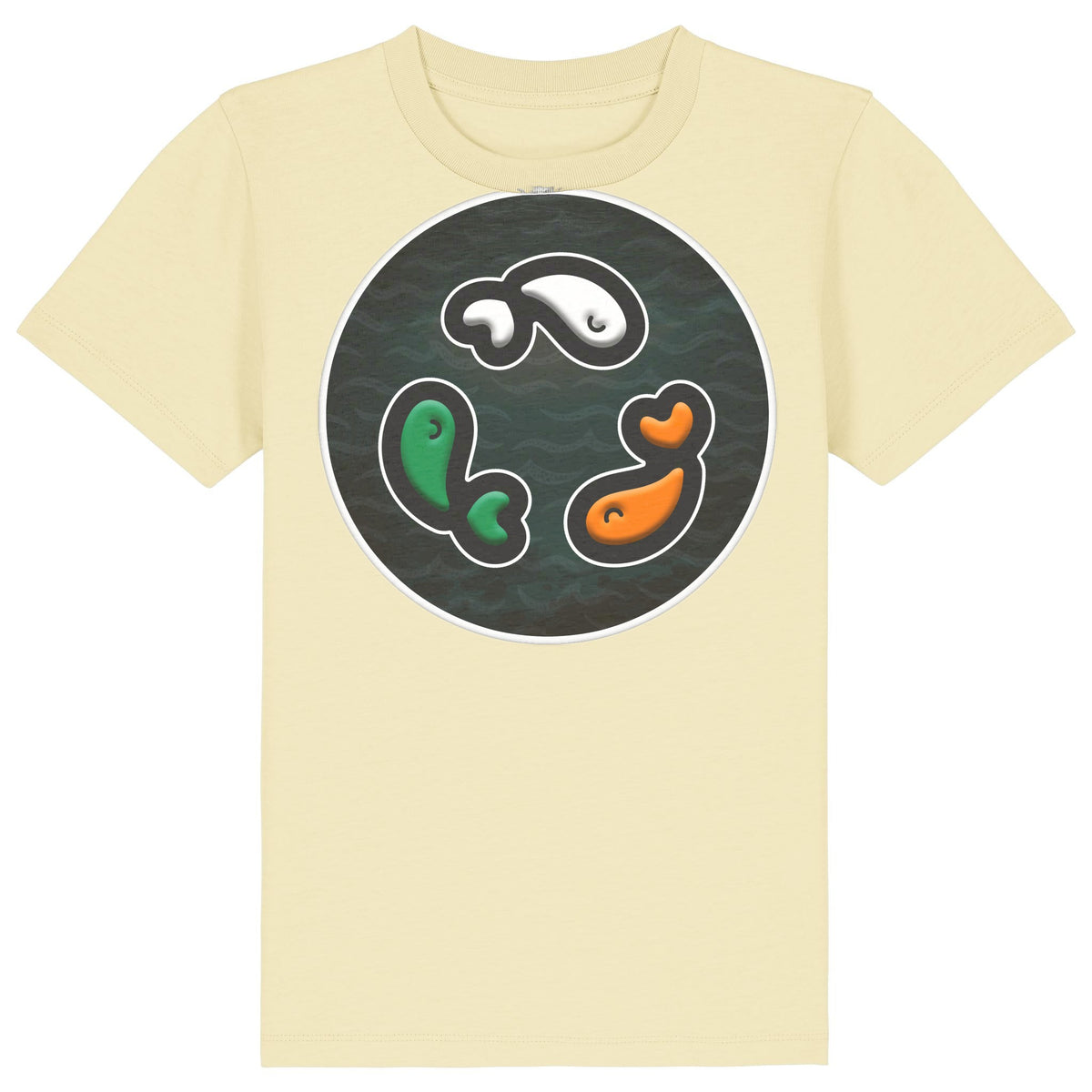 PFT Fish - Circle - Dark | T-Shirt | Kids | Crewneck Short Sleeve | 155gsm Medium Fit | Butter