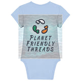 Planet Friendly Logo - Square - Ocean Light | Other | Baby | Onesie | 210gsm Fitted | Blue soul