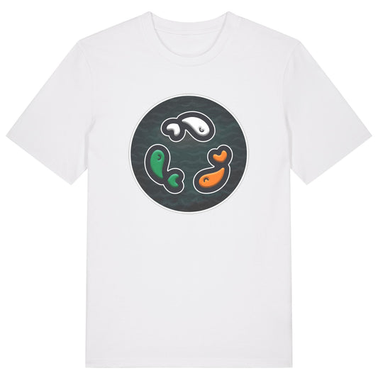 PFT Fish - Circle - Dark | T-Shirt | Adult | Crewneck Short Sleeve | 180gsm Medium Fit | White