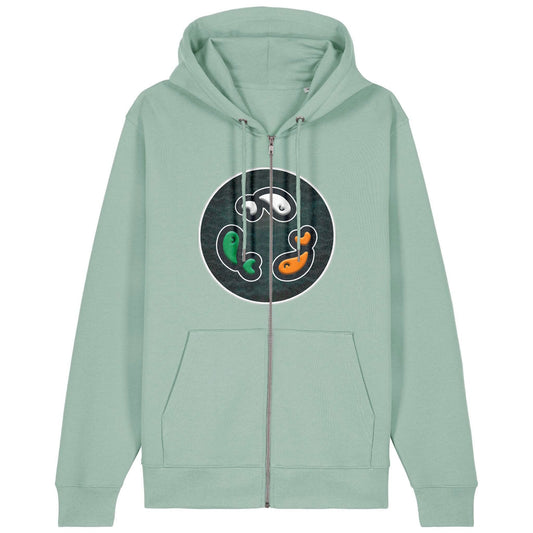 PFT Fish - Circle - Dark | Hoodie | Adult | Zip | 350gsm Medium Fit | Aloe
