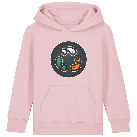 PFT Fish - Circle - Dark | Hoodie | Kids | Cosy | 300gsm Medium Fit | Cotton Pink